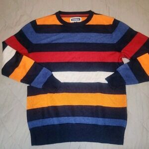 Club Room Women Crewneck Sweater Small Multi-Color Striped Knit FA22 Merino Wool